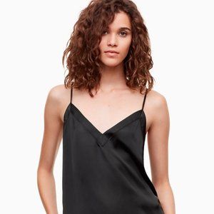 Closing closet ⭐️ Aritzia Wilfred Black Silk- Vneck Loose fit Flowy Tank Top